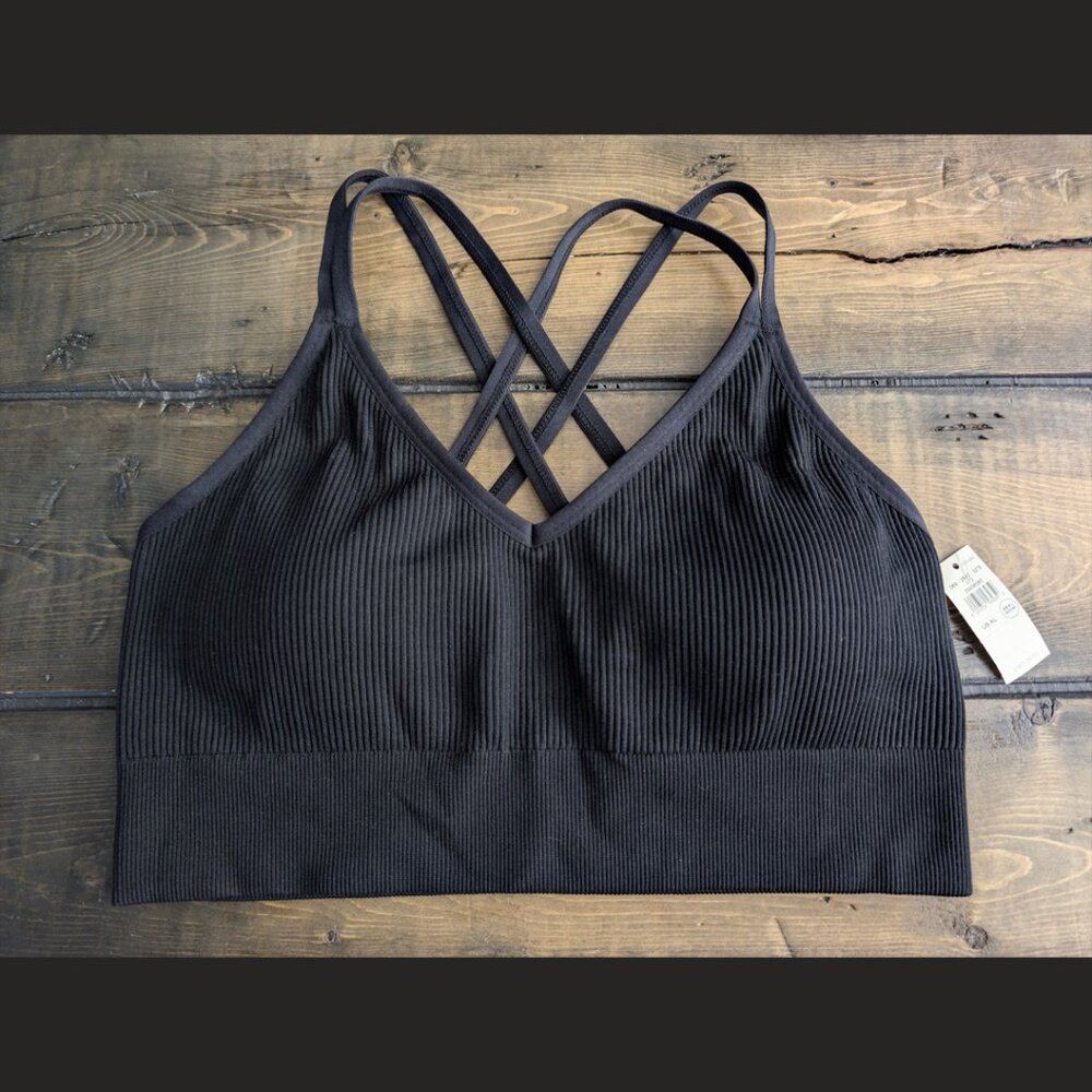 Aerie Real Good black strappy padded sports bra - XL - NWT